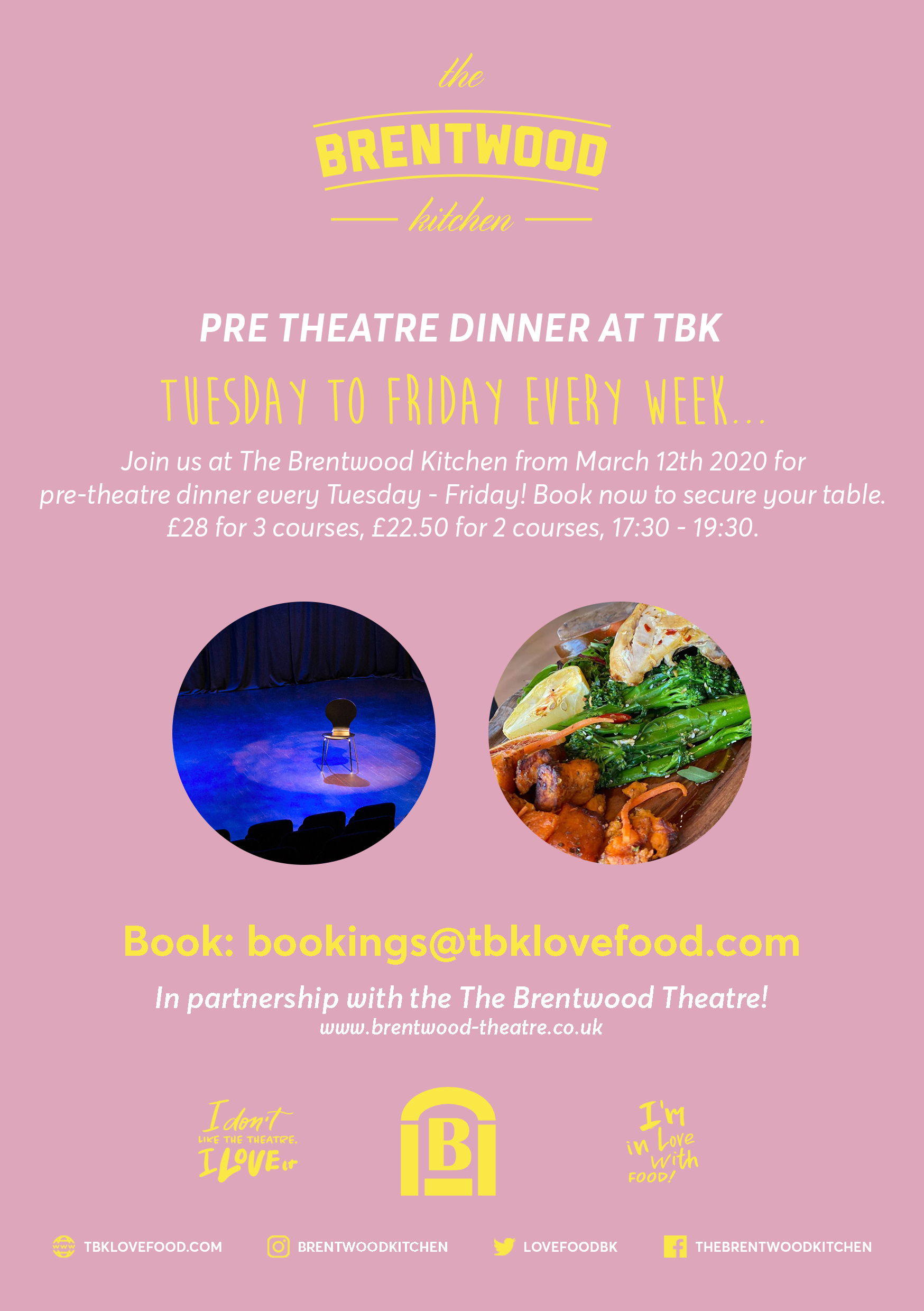 PreTheatre Dining at The Brentwood Kitchen Brentwood Theatre
